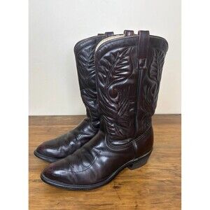 Vintage Mason Western Boots Mens 10.5D Black Cherry Leather Cowboy USA Americana